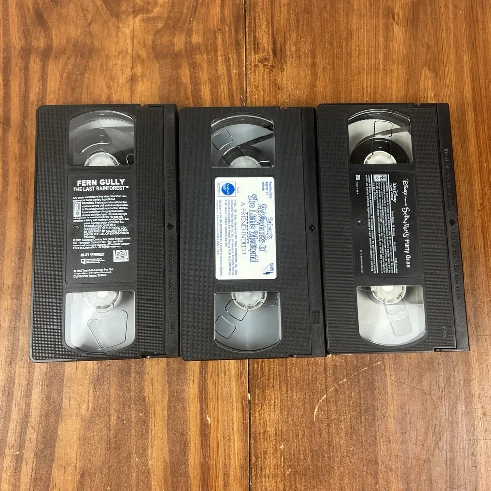 FernGully Little Mermaid Sebastian's Party Gras VHS Lot Disney Saban 3 Tape